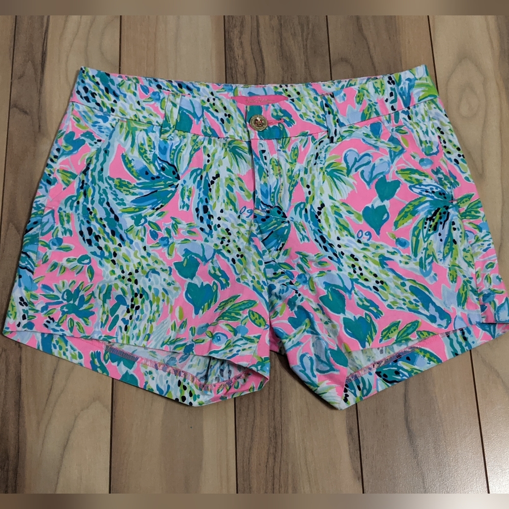 EUC! Lilly Pulitzer Callahan Shorts Snap Back Alligator Size 2